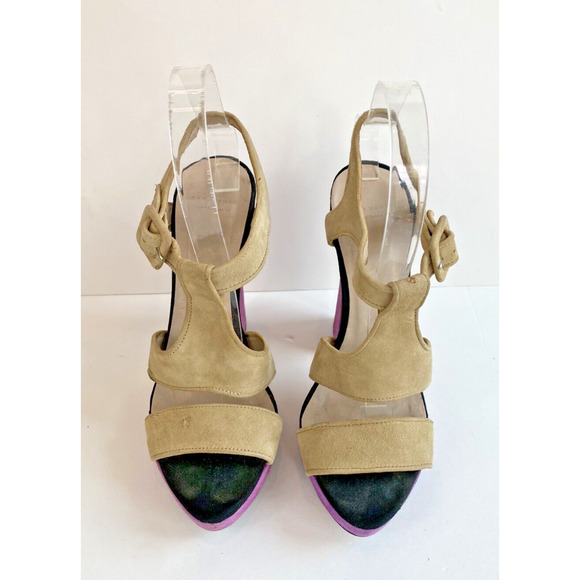 Zara Woman Colorblock Suede T Strap Heels EU 38 US 7.5 - Picture 3 of 13